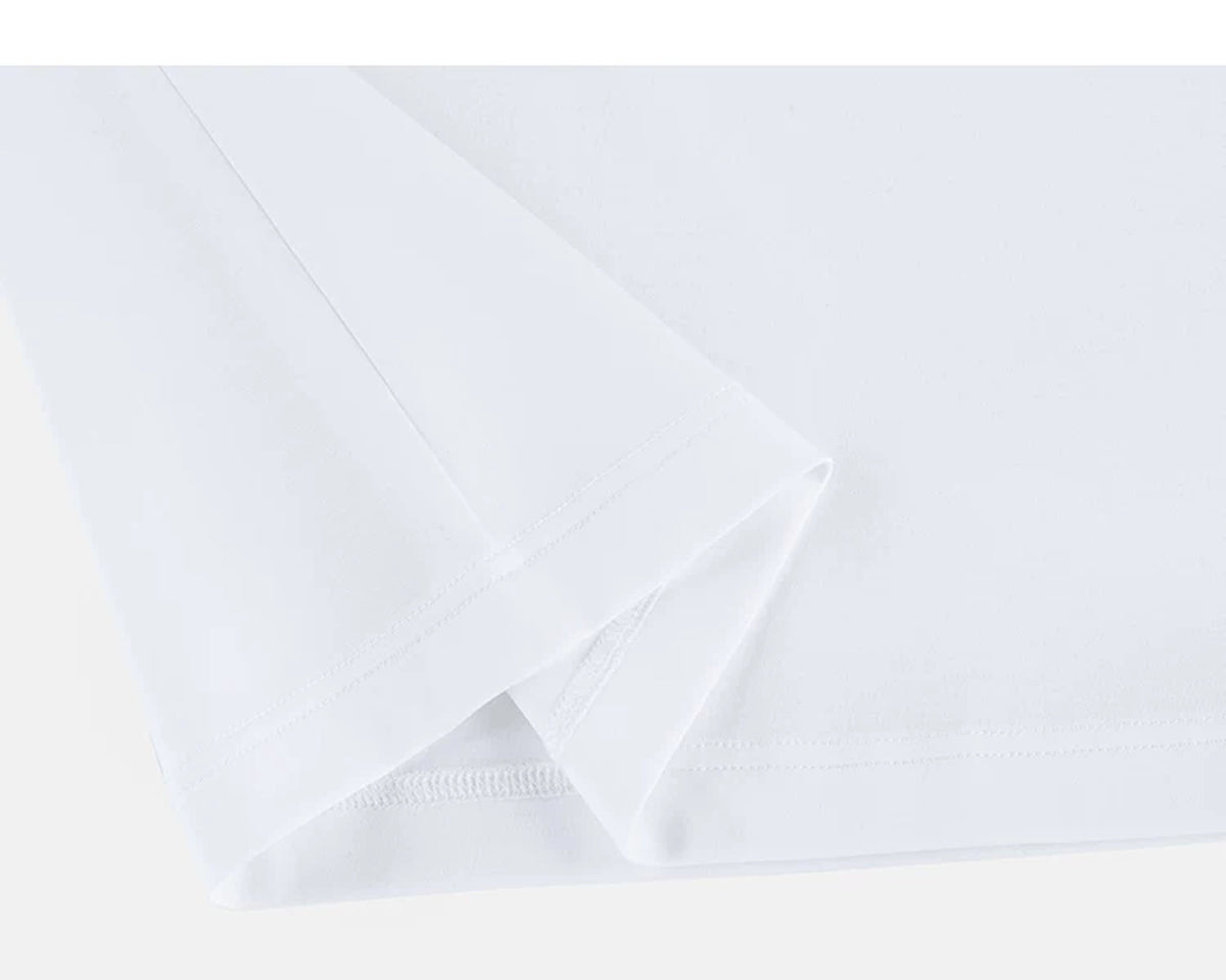 IDLT T-shirt, white folded hem.