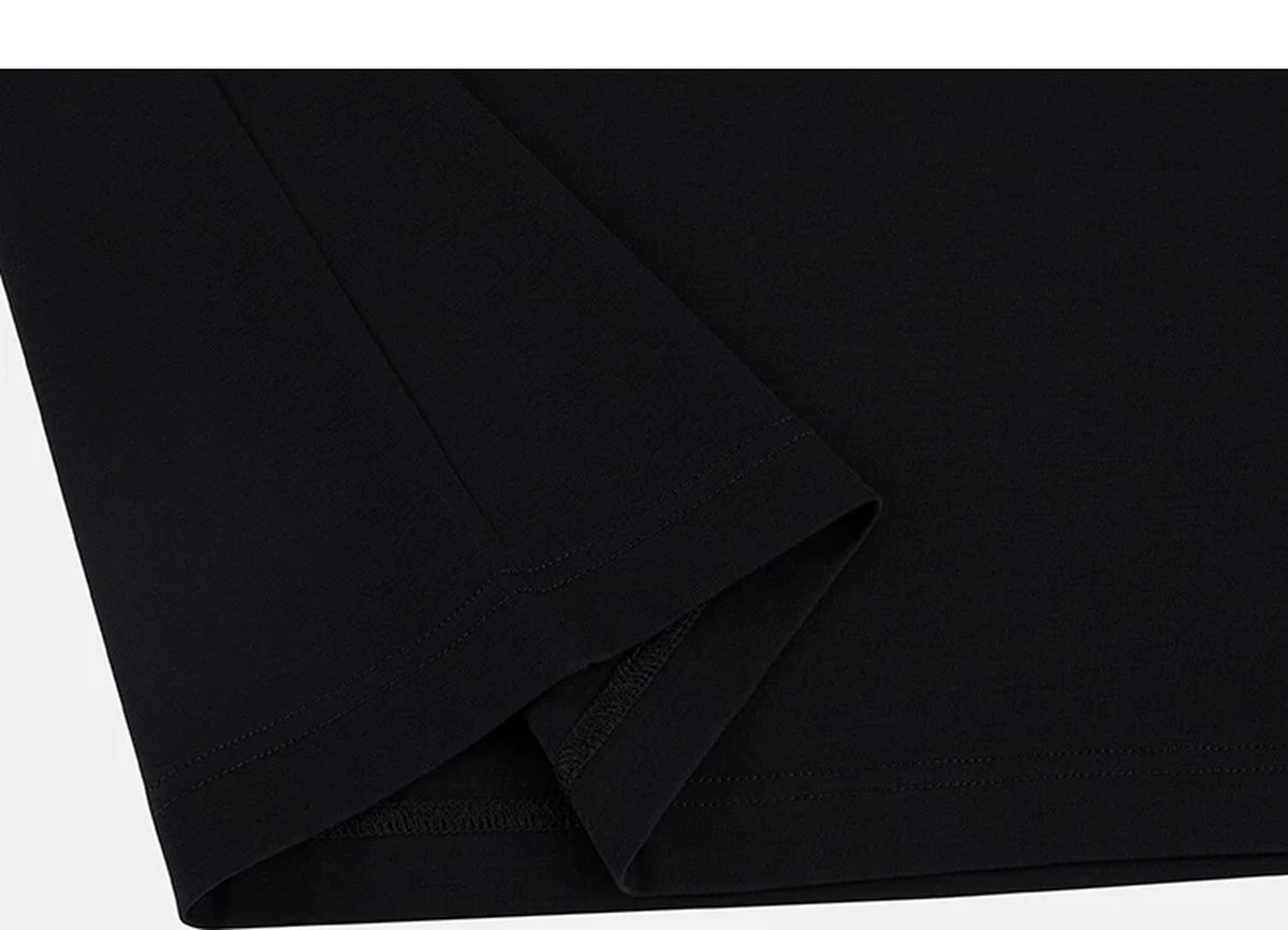 IDLT T-shirt, black folded hem.