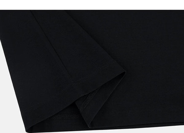 IDLT T-shirt, black folded hem.