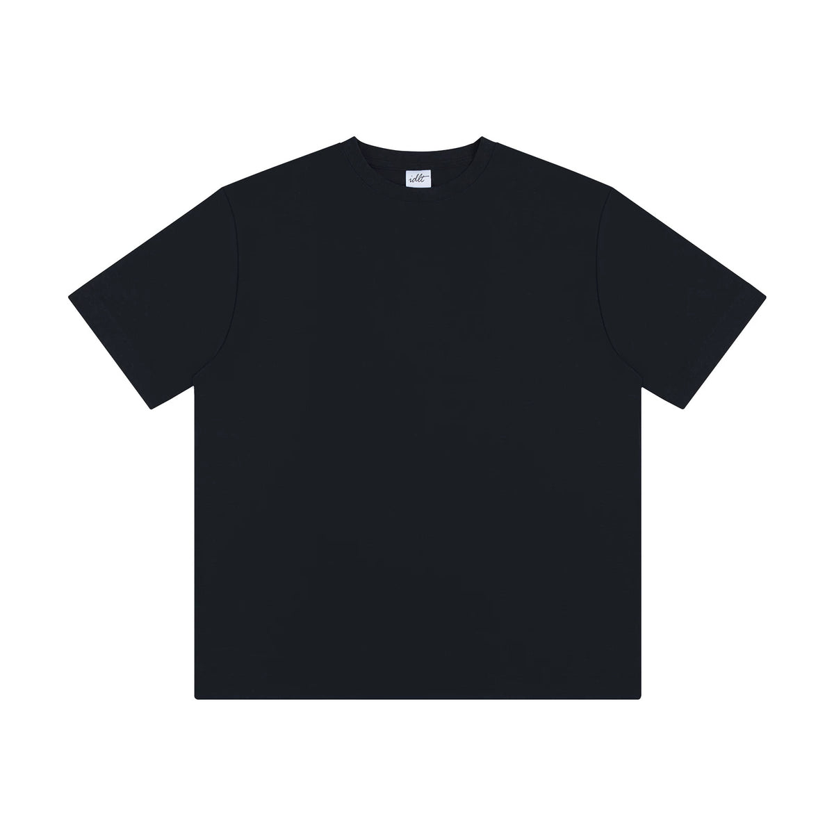IDLT T-shirt, black front.