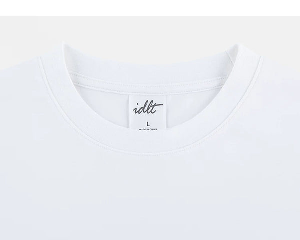 IDLT T-shirt, white crewneck.