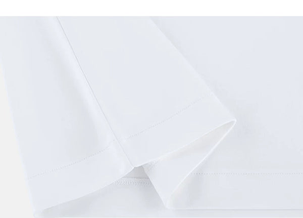 IDLT T-shirt, white folded hem.