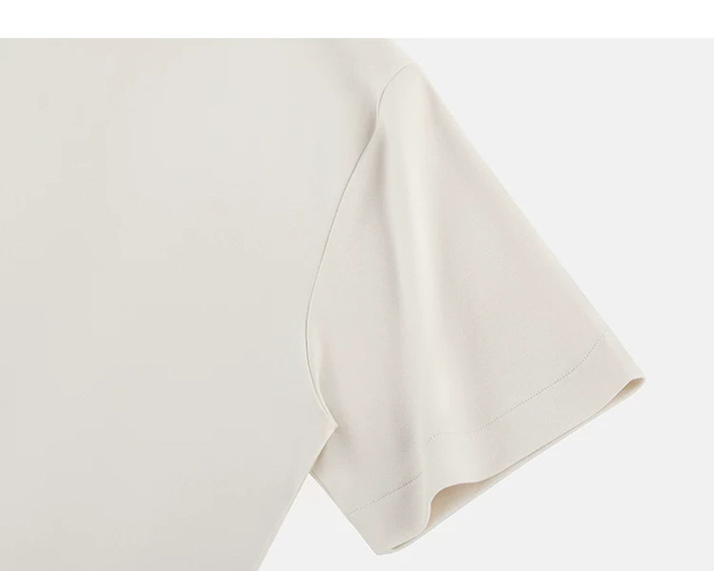 IDLT T-shirt, cream sleeve.
