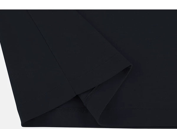 IDLT T-shirt, black folded hem.