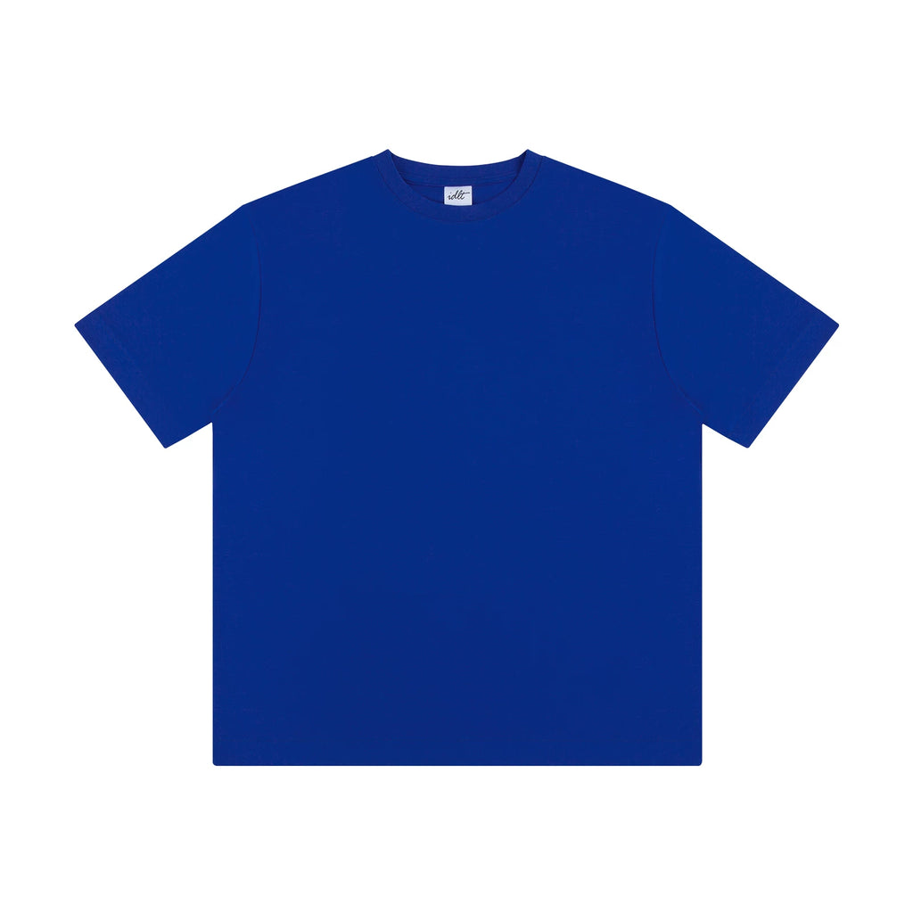 Structured Crewneck Tee, blue front view.