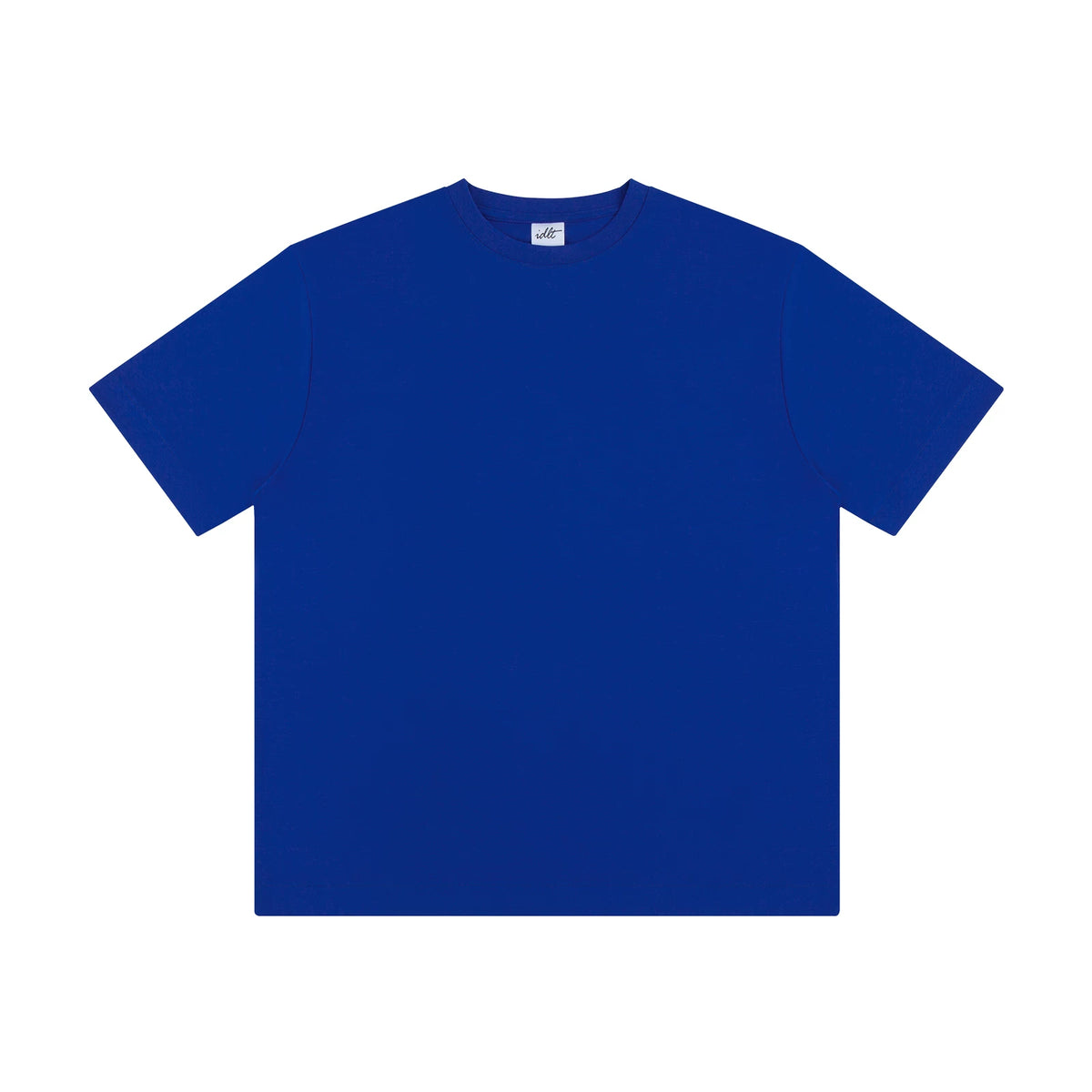 Structured Crewneck Tee, blue front view.