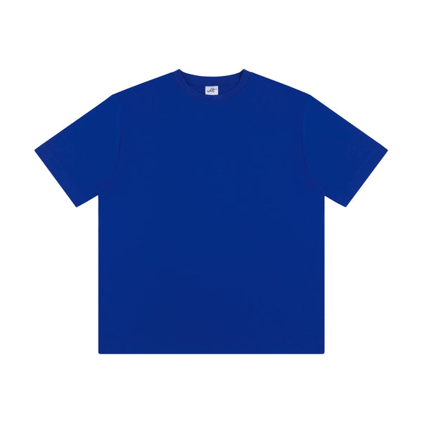 Structured Crewneck Tee, blue front view.