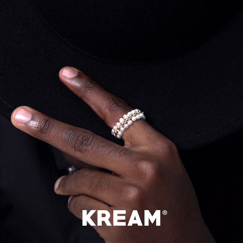 KREAM 14K ゴールドクラッド オープンラップ ナチュラルパールリング