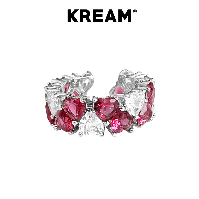 KREAM Diamond Heart Open End Ring-Size Adjustable