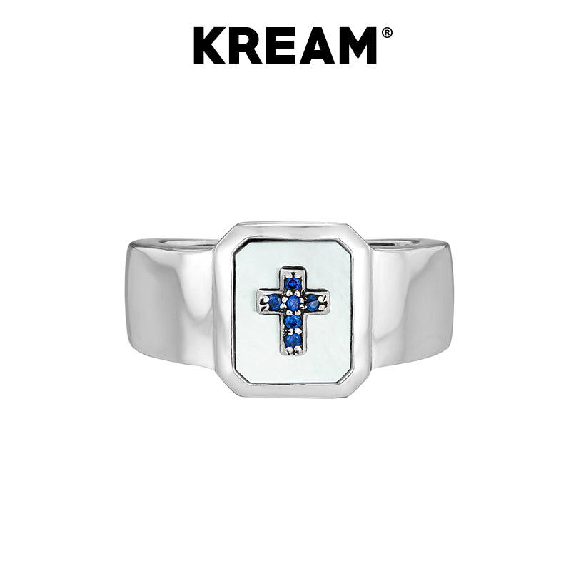 KREAM S925 Sterling Silver Shell Ring Cross Ring