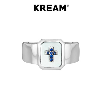 KREAM S925 Sterling Silver Shell Ring Cross Ring