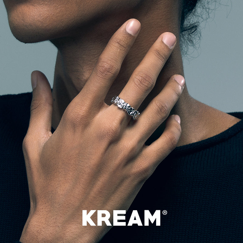 KREAM S925 Sterling Silver Irregular Simple Hammered Open End Ring