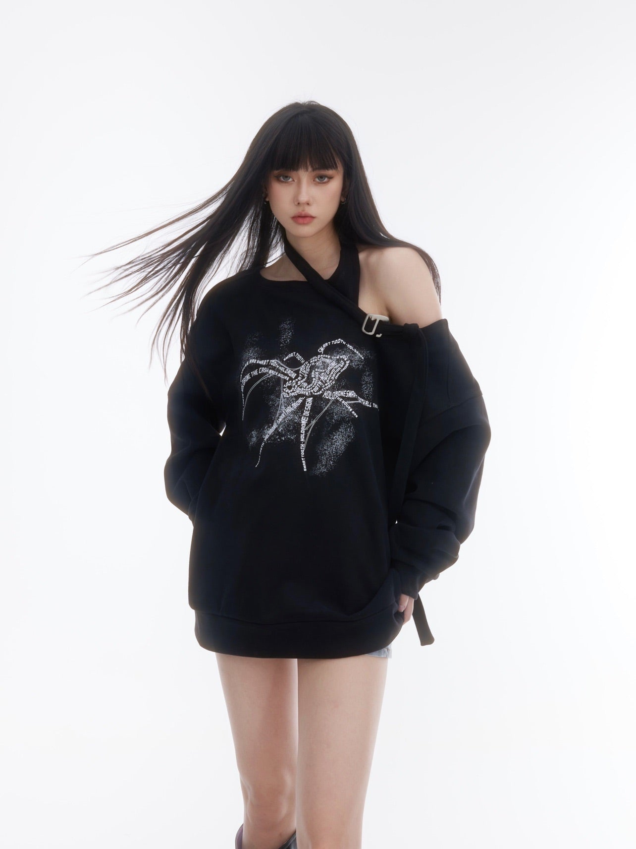 Hollow Off Shoulder Sweatshirt