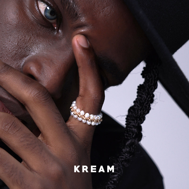 KREAM 14K ゴールドクラッド オープンラップ ナチュラルパールリング