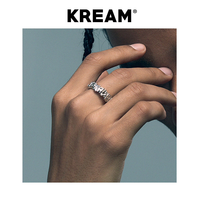 KREAM S925 Sterling Silver Irregular Simple Hammered Open End Ring