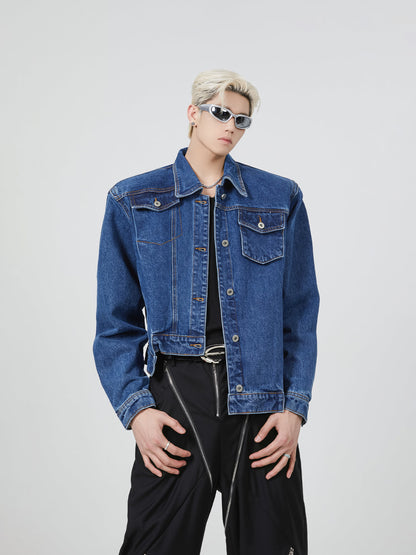 Irregular Shoulder Pad Denim Jacket