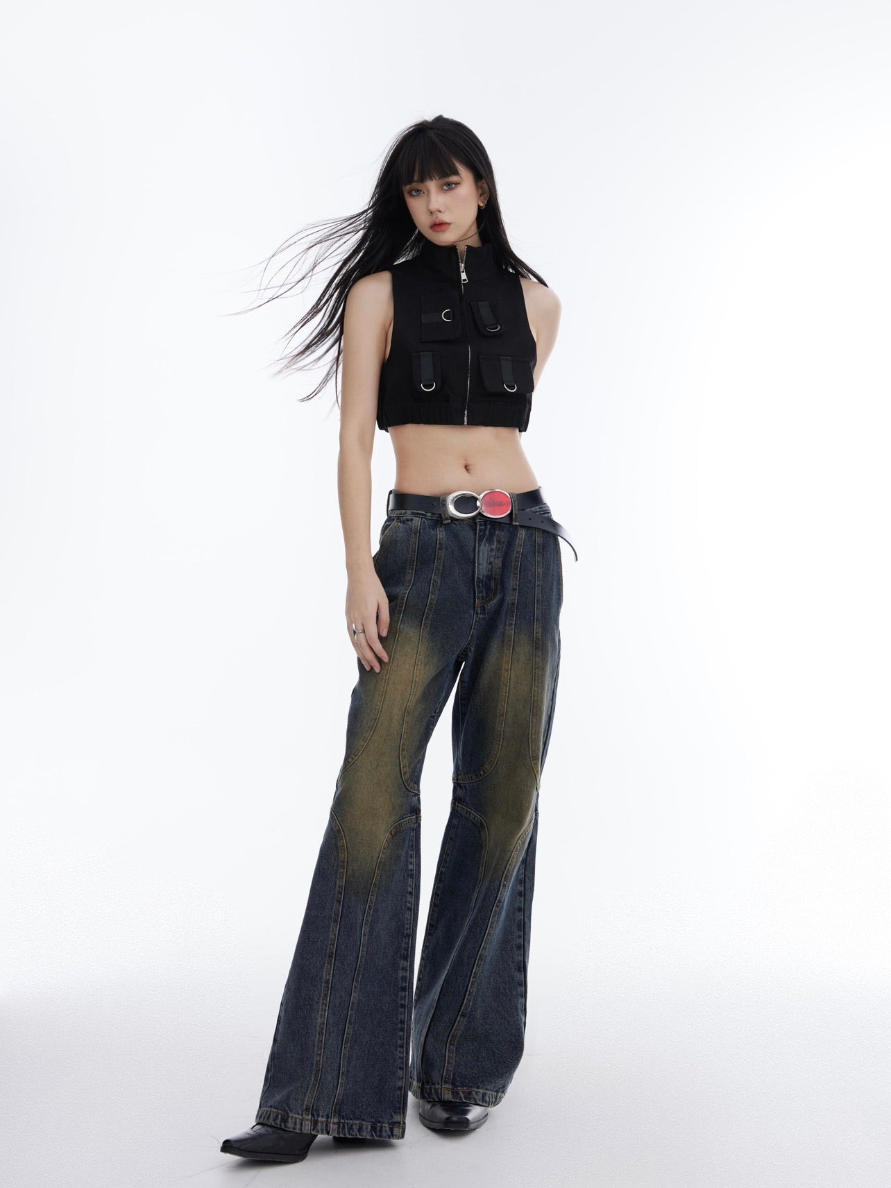 High Waist Flared Denim