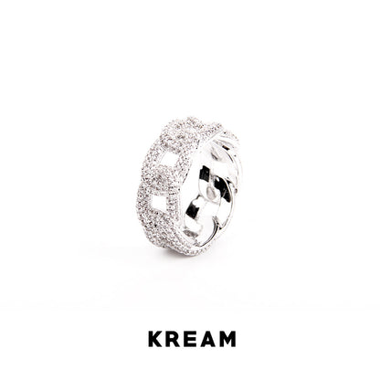 KREAM アイス キューバン リング スターリング シルバー フル ダイヤモンド キューバン チェーン リング