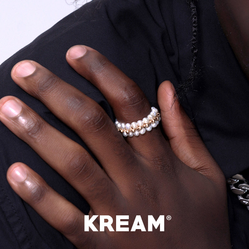 KREAM 14K ゴールドクラッド オープンラップ ナチュラルパールリング