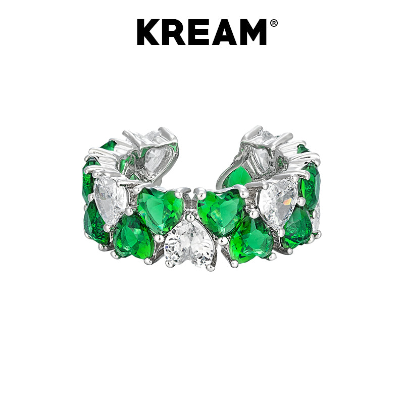 KREAM Diamond Heart Open End Ring-Size Adjustable