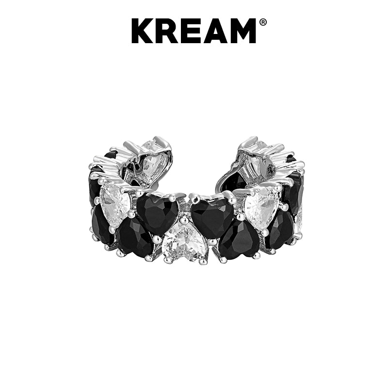 KREAM ダイヤモンド ハート オープンエンド リング サイズ調節可能