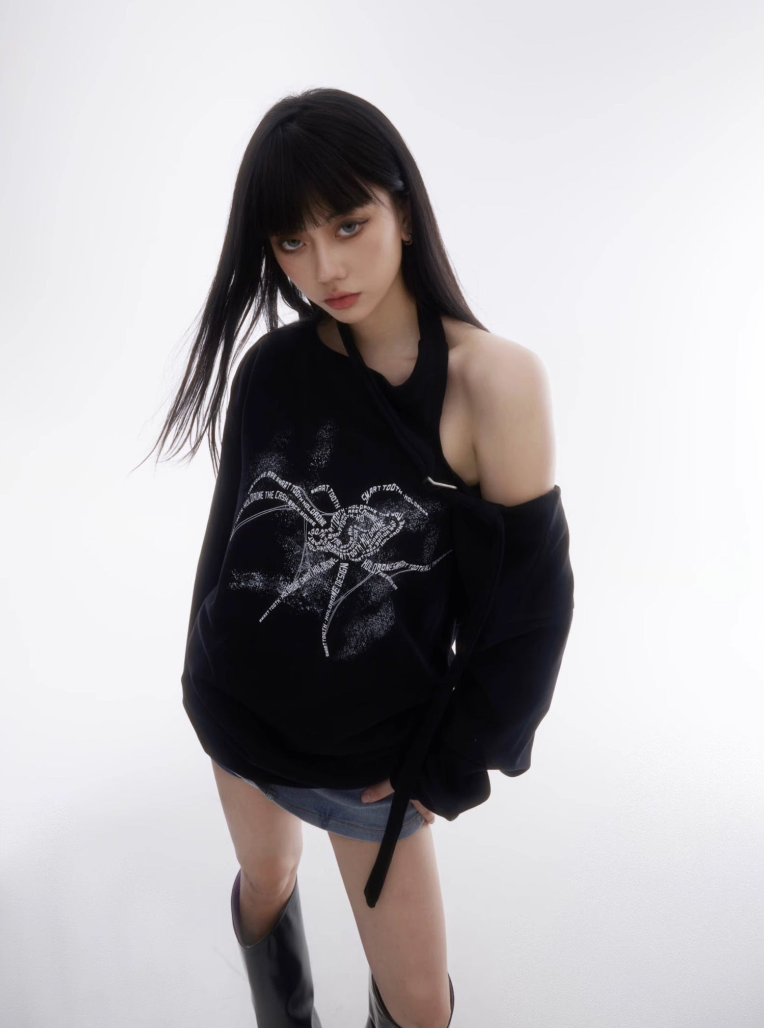 Hollow Off Shoulder Sweatshirt