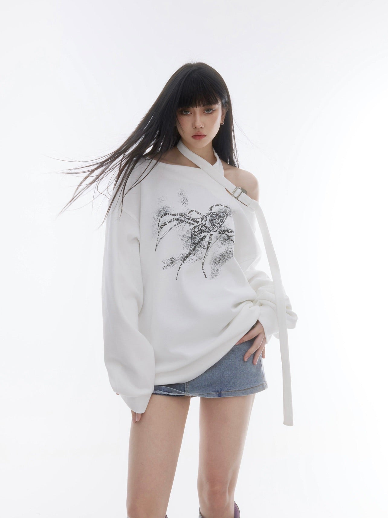 Hollow Off Shoulder Sweatshirt