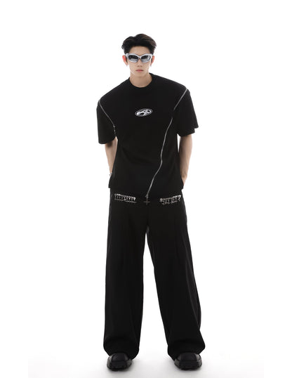 Metal Trim Straight Leg Trousers