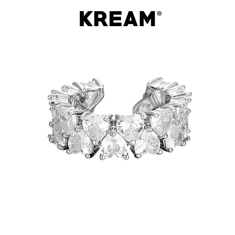 KREAM ダイヤモンド ハート オープンエンド リング サイズ調節可能