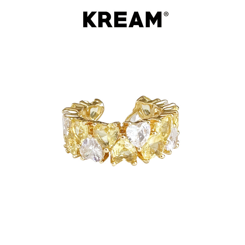 KREAM Diamond Heart Open End Ring-Size Adjustable