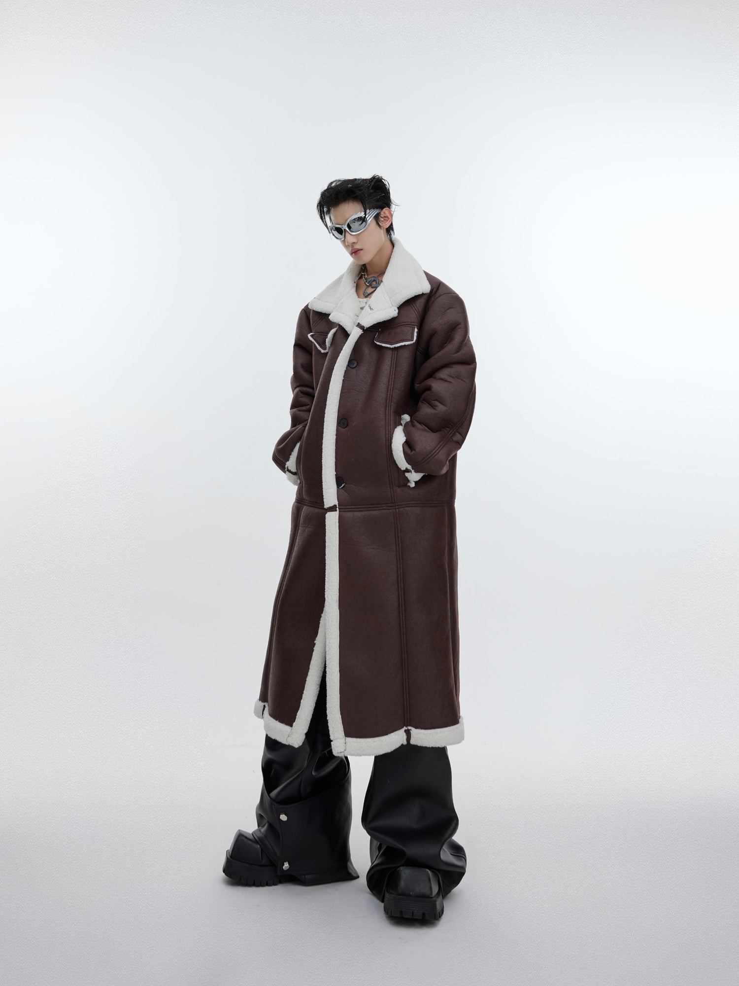 ArguE CulturE Sherpa Paneled Leather Coat