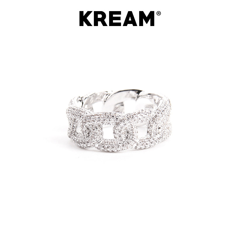 KREAM Ice Cuban ring Sterling Silver Full Diamond Cuban Chain Ring