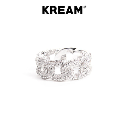 KREAM Ice Cuban ring Sterling Silver Full Diamond Cuban Chain Ring