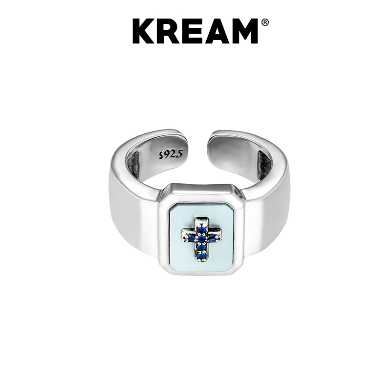 KREAM S925 Sterling Silver Shell Ring Cross Ring