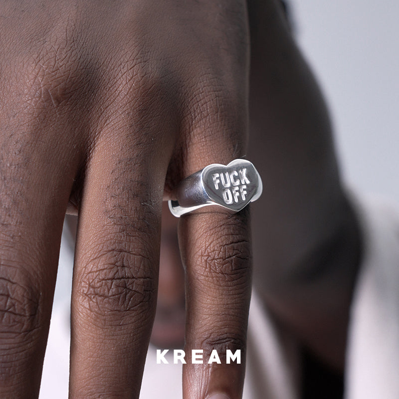 KREAM S925 sterling silver heart fuck off ring