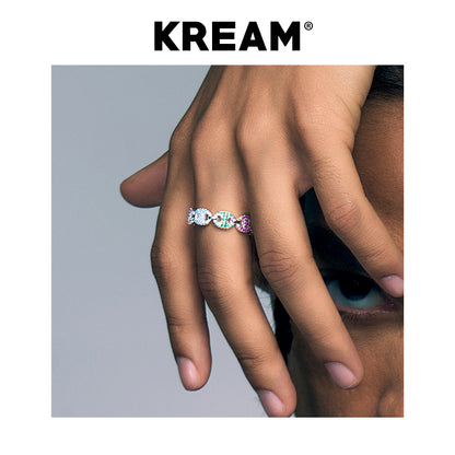 KREAM S925 スターリングシルバー フルダイヤモンド チェーンリング