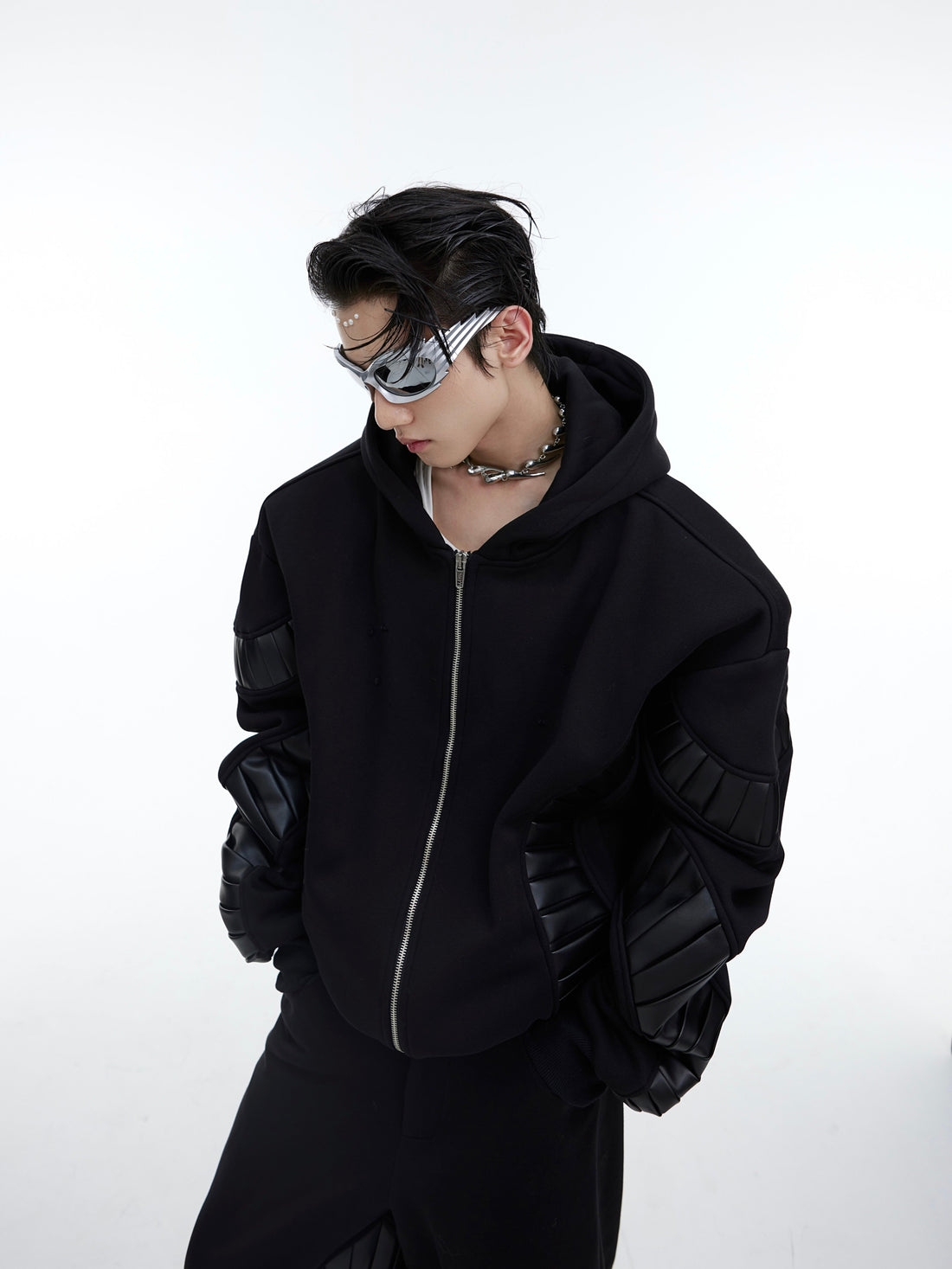 ArguE CulturE PU Leather Patchwork Hoodie