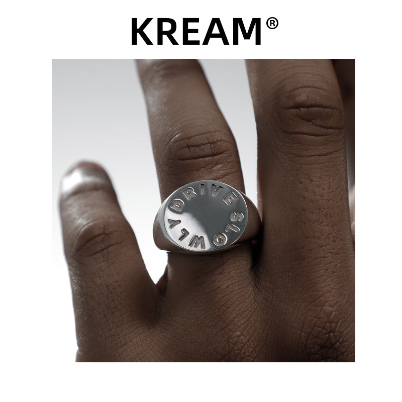 KREAM Original DRIVE SLOWLY SLOGAN Mouthpiece Sterling Silver Glossy Ring