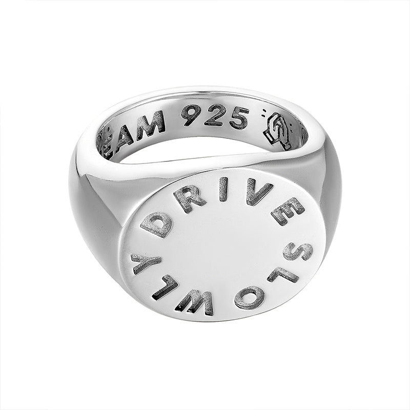 KREAM Original DRIVE SLOWLY SLOGAN Mouthpiece Sterling Silver Glossy Ring