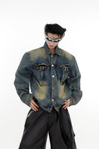 ArguE CulturE Cutout Cropped Denim Jacket - COPPING THREADS - ArguE CulturE