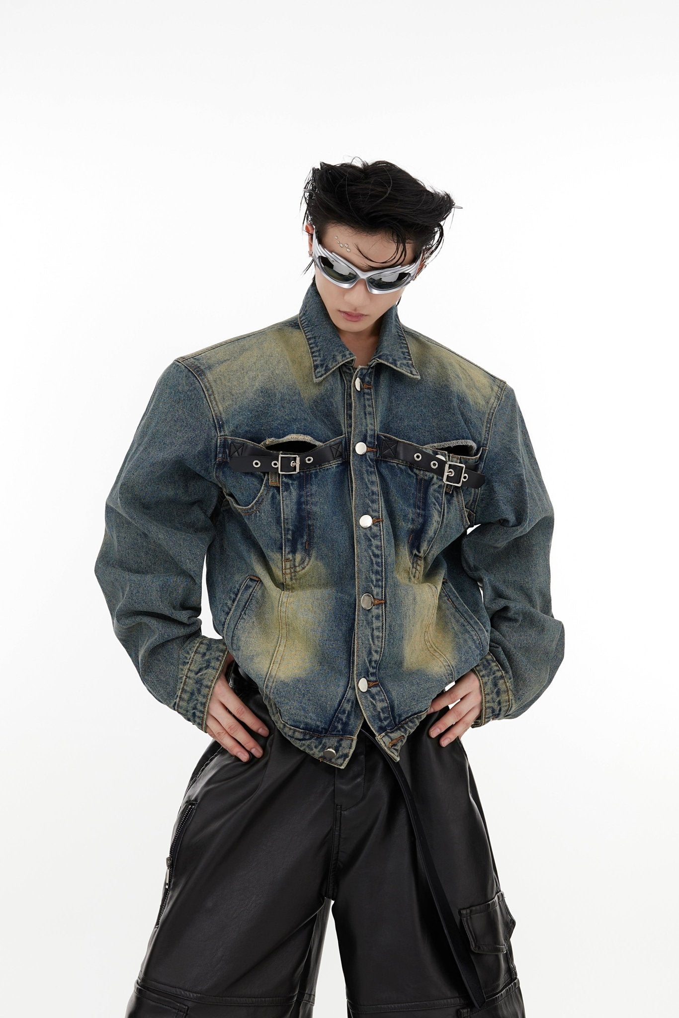 ArguE CulturE Cutout Cropped Denim Jacket - COPPING THREADS - ArguE CulturE