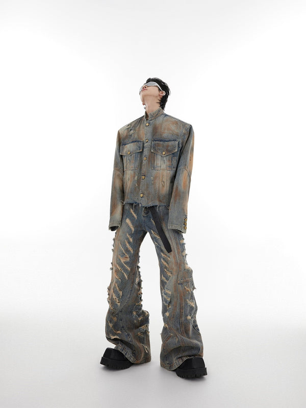 ArguE CulturE Distressed Denim Jacket Ripped Denim - COPPING THREADS - ArguE CulturE