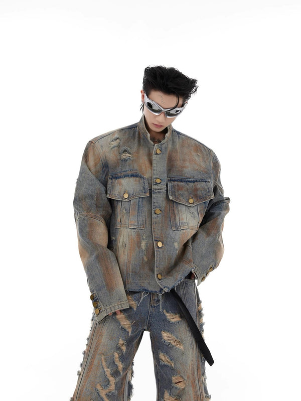 ArguE CulturE Distressed Denim Jacket Ripped Denim - COPPING THREADS - ArguE CulturE