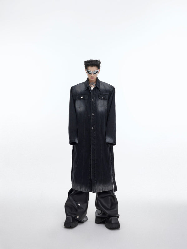 ArguE CulturE Distressed Washed Silhouette Long - style Denim Jacket - COPPING THREADS - ArguE CulturE