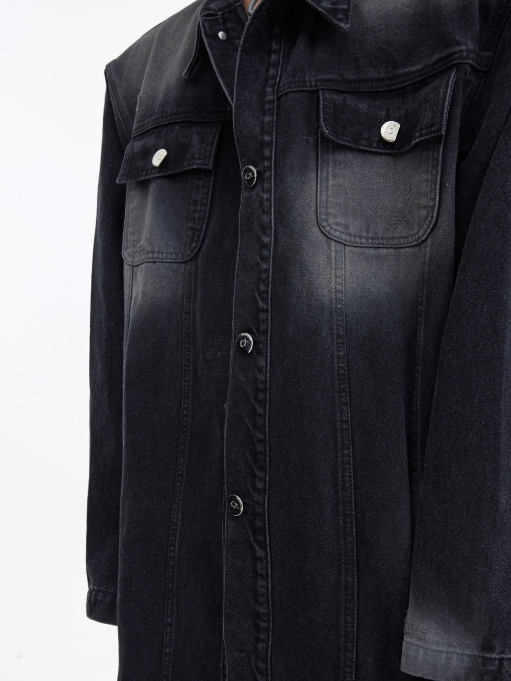 ArguE CulturE Distressed Washed Silhouette Long - style Denim Jacket - COPPING THREADS - ArguE CulturE