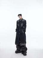 ArguE CulturE Distressed Washed Silhouette Long - style Denim Jacket - COPPING THREADS - ArguE CulturE