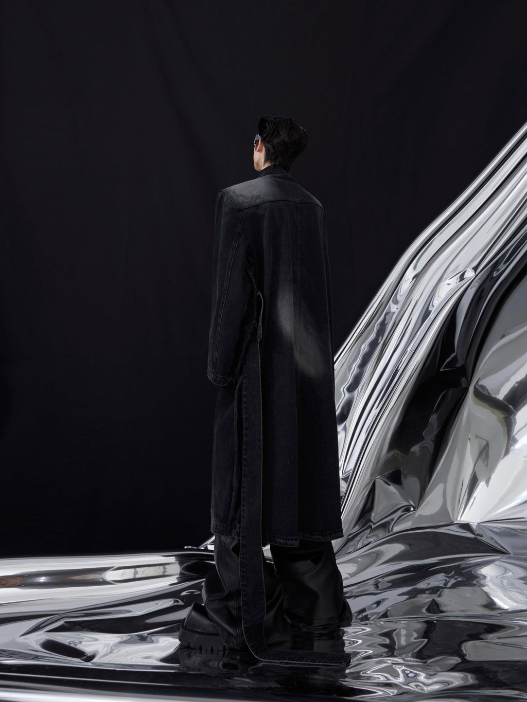 ArguE CulturE Distressed Washed Silhouette Long - style Denim Jacket - COPPING THREADS - ArguE CulturE