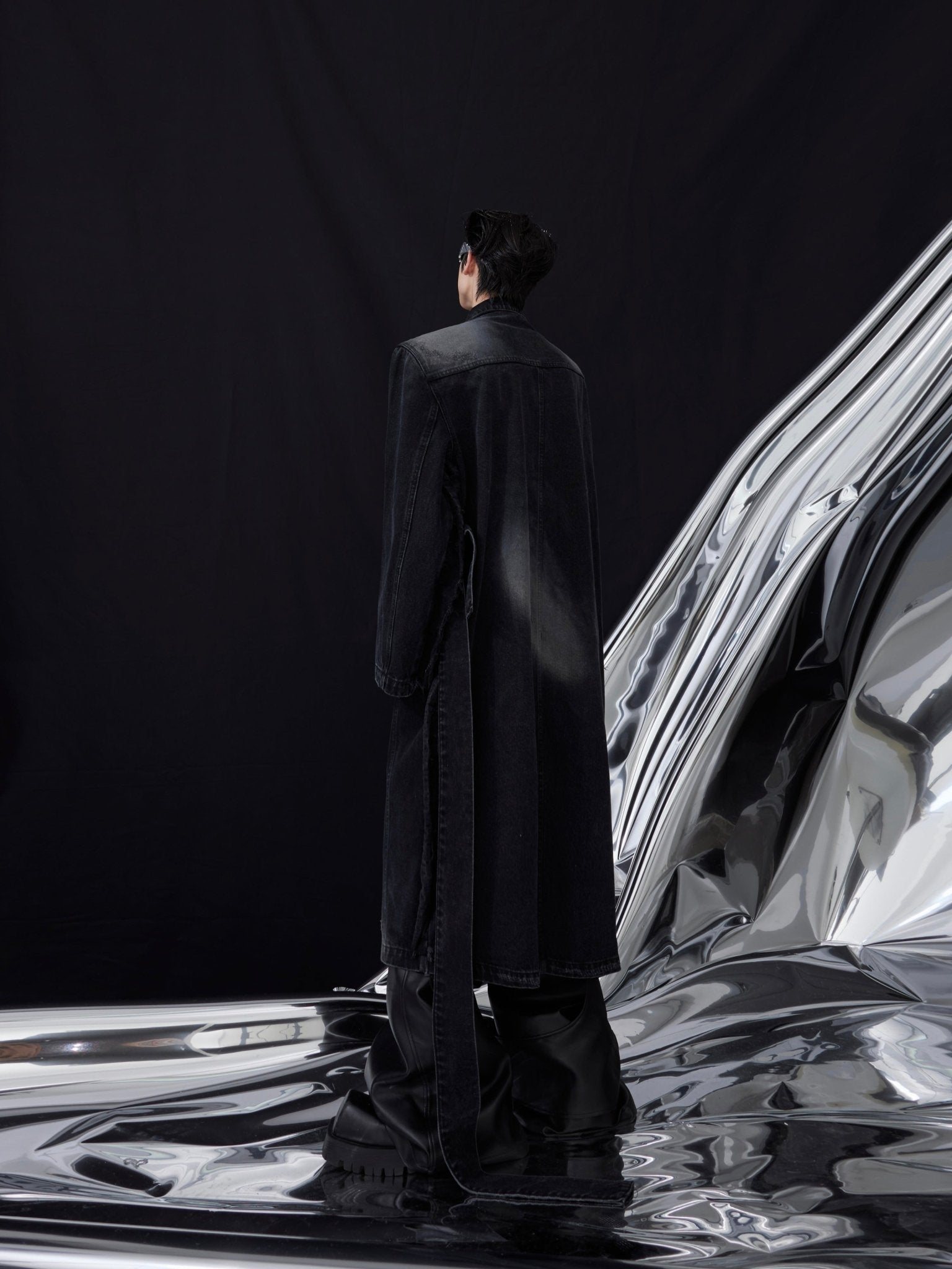 ArguE CulturE Distressed Washed Silhouette Long - style Denim Jacket - COPPING THREADS - ArguE CulturE