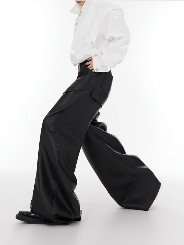 ArguE CulturE High Waist Wide Leg Leather Pants - COPPING THREADS - ArguE CulturE