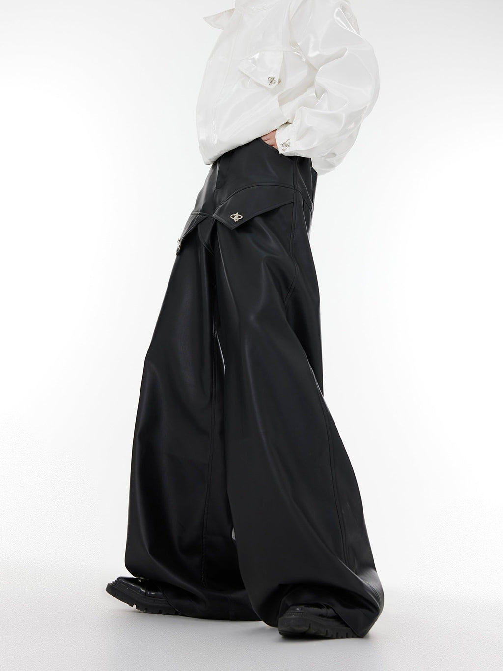 ArguE CulturE High Waist Wide Leg Leather Pants - COPPING THREADS - ArguE CulturE
